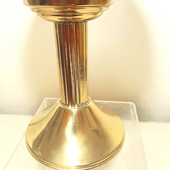 Frosted Floral Victorian Style Pedestal Gold Tone Tealight/Votive Candle Holder - Picture 3 of 7
